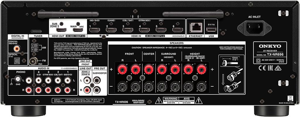 高效全能 THX® Select™ 認證AV 擴音機 Onkyo TX-NR696