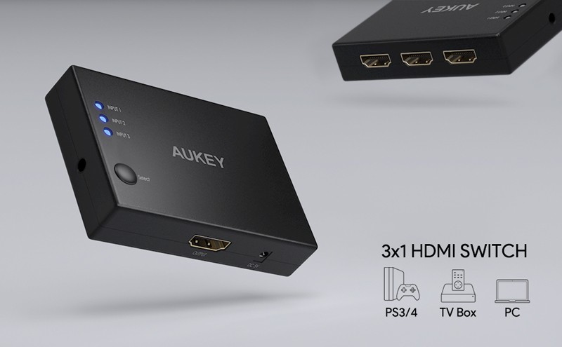 AUKEY 推出全新三入一出 HDMI 分線器 HA-H15