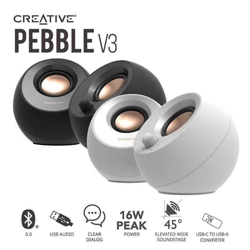 Creative 推出全新白色版本 Pebble V3 小型桌面喇叭 Creative 推出全新白色版本 Pebble V3 小型桌面喇叭