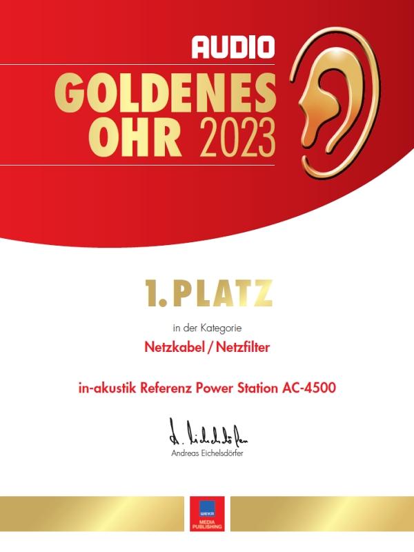 Inakustik AC-4500 榮獲 'The Golden Ohr 2023' 金耳朶獎 Inakustik AC-4500 榮獲 'The Golden Ohr 2023' 金耳朶獎