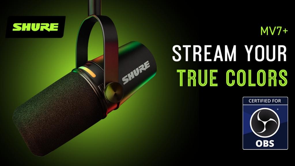 SHURE MV7+ 成首批麥克風榮獲全球開放直播軟體 (OBS) 認證 SHURE MV7+ 成首批麥克風榮獲全球開放直播軟體 (OBS) 認證