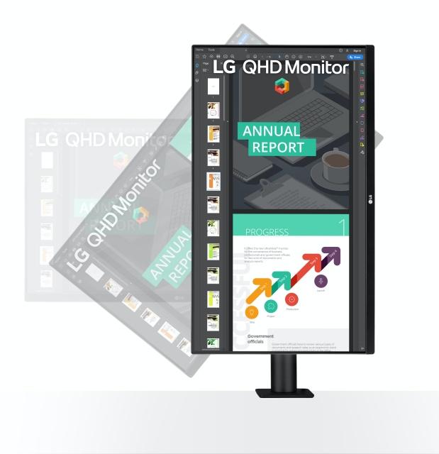 LG 最新 27 吋 Ergo 系列 27QN880    超闊屏幕支援多視窗工作